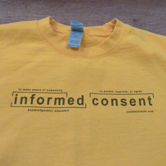 Informed Consent Women's Medium Sweatshirt Yellow Definition Feminist - Picture 2 of 6